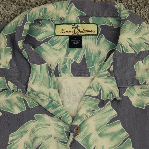 Tommy Bahama Shirt Men Medium Purple Floral Silk Aloha Hawaiian Camp Casual - Picture 2 of 6